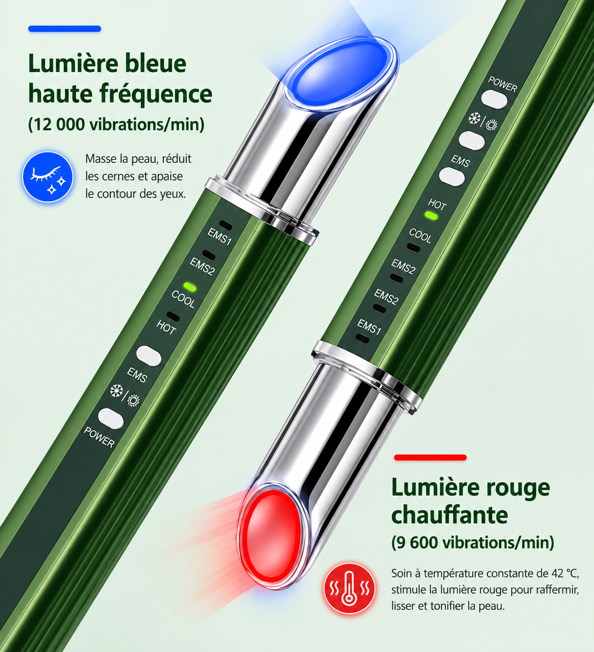 Stylo de massage électrique contour des yeux 5-en-1