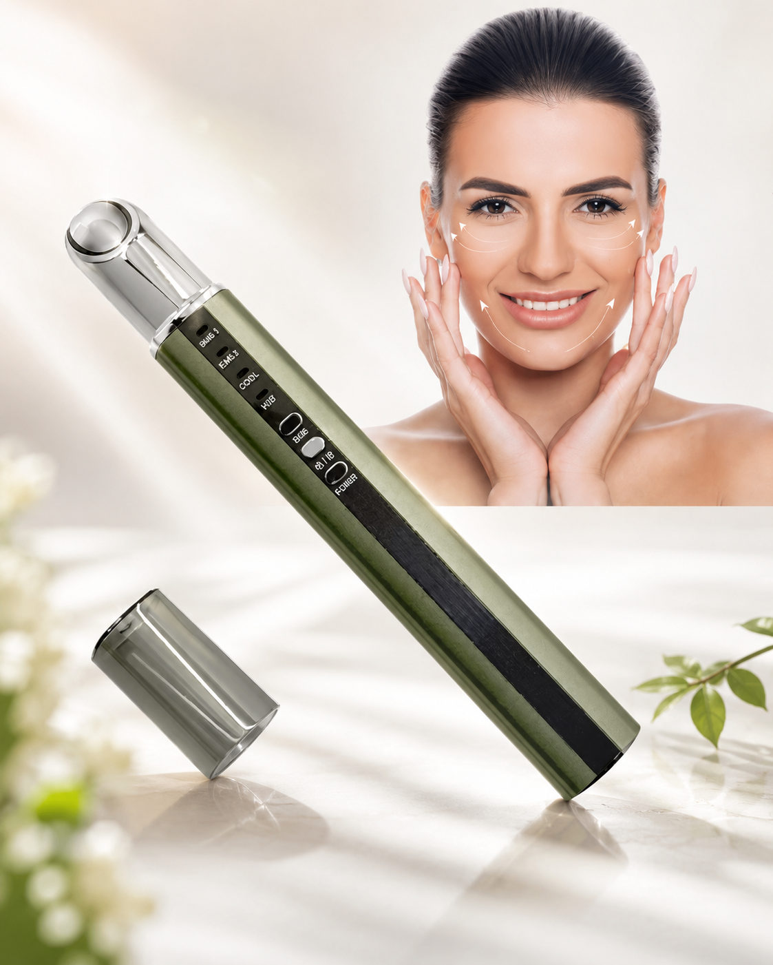 Stylo de massage électrique contour des yeux 5-en-1